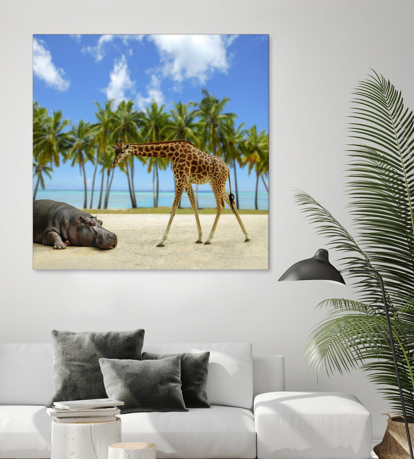 giraffe and hippo by Artem Avetisyan on GIANT ART - brown photo illustration