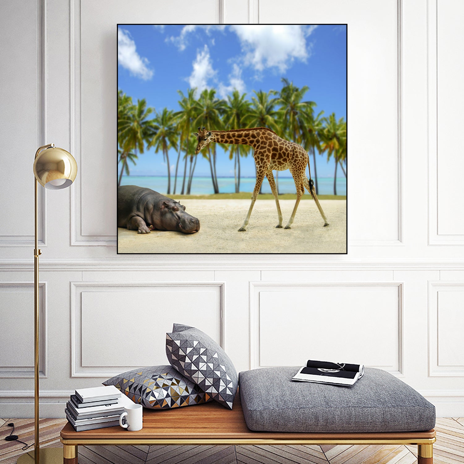 giraffe and hippo by Artem Avetisyan on GIANT ART - brown photo illustration