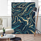 Teal Navy Blue Gold Marble #1 #decor #art by Anita & Bella Jantz on GIANT ART - blue digital painting