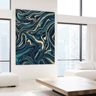 Teal Navy Blue Gold Marble #1 #decor #art by Anita & Bella Jantz on GIANT ART - blue digital painting