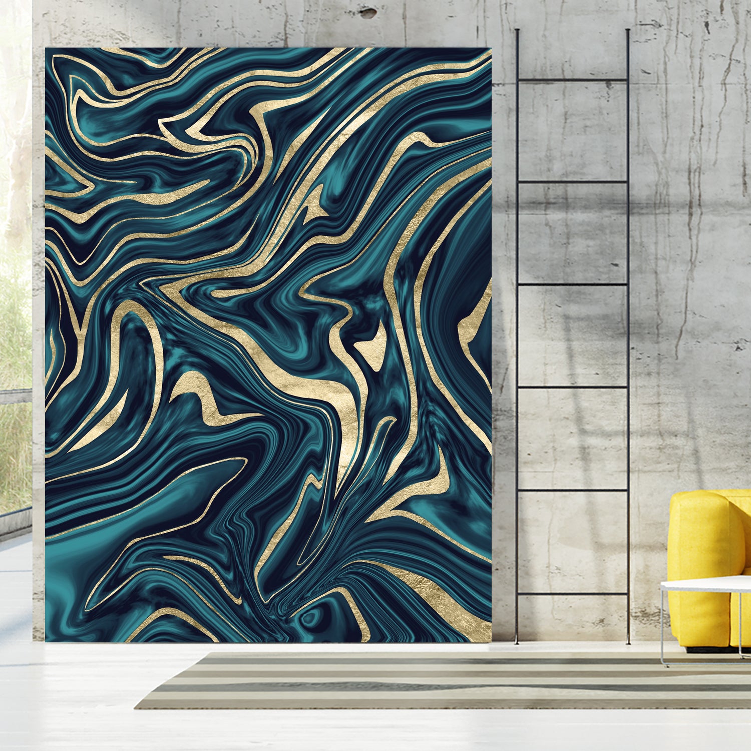 Teal Navy Blue Gold Marble #1 #decor #art by Anita & Bella Jantz on GIANT ART - blue digital painting