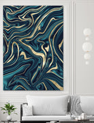 Teal Navy Blue Gold Marble #1 #decor #art by Anita & Bella Jantz on GIANT ART - blue digital painting