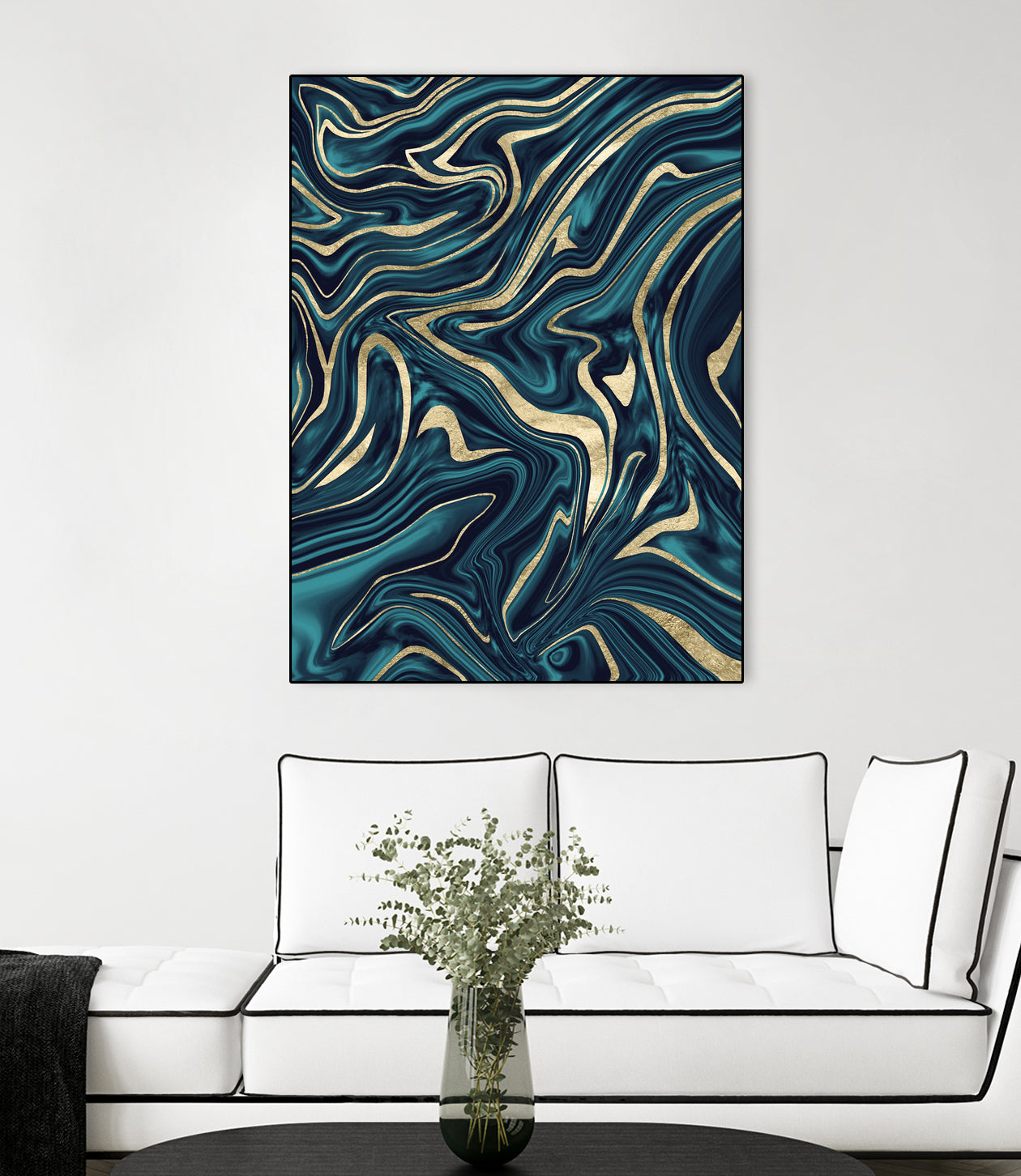 Teal Navy Blue Gold Marble #1 #decor #art by Anita & Bella Jantz on GIANT ART - blue digital painting