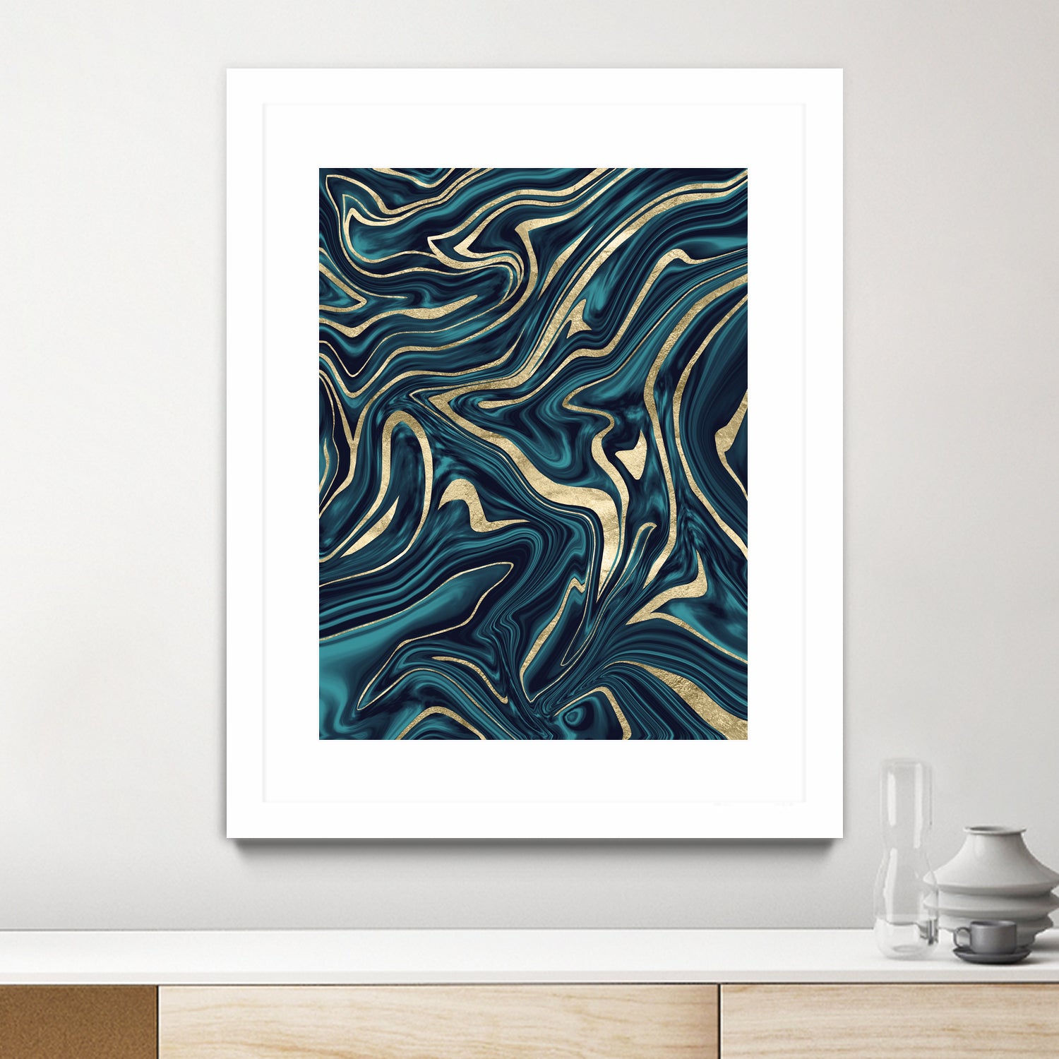 Teal Navy Blue Gold Marble #1 #decor #art by Anita & Bella Jantz on GIANT ART - blue digital painting