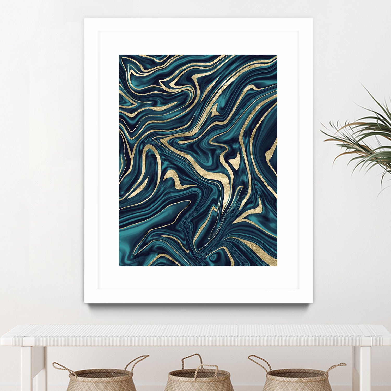 Teal Navy Blue Gold Marble #1 #decor #art by Anita & Bella Jantz on GIANT ART - blue digital painting