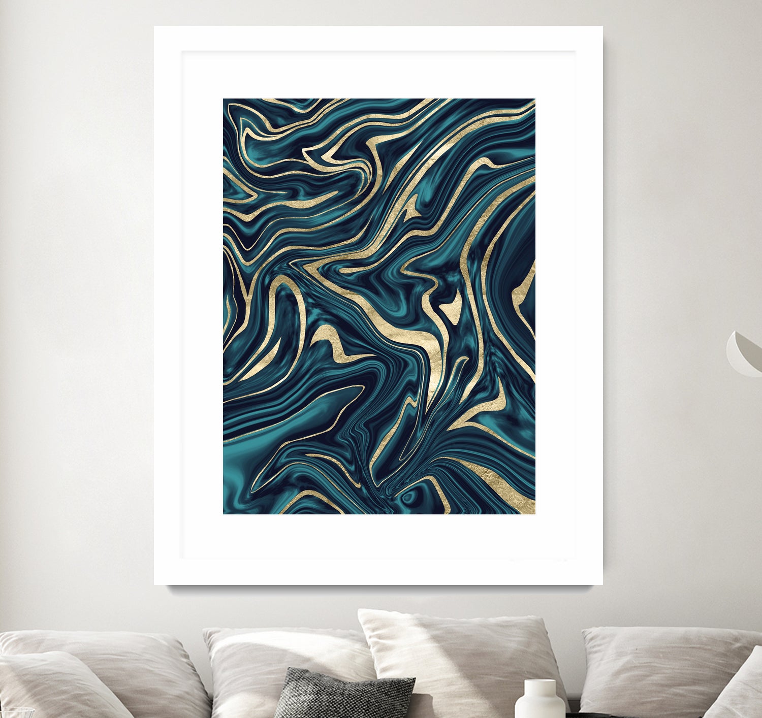 Teal Navy Blue Gold Marble #1 #decor #art by Anita & Bella Jantz on GIANT ART - blue digital painting