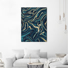 Teal Navy Blue Gold Marble #1 #decor #art by Anita & Bella Jantz on GIANT ART - blue digital painting