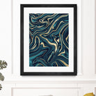 Teal Navy Blue Gold Marble #1 #decor #art by Anita & Bella Jantz on GIANT ART - blue digital painting