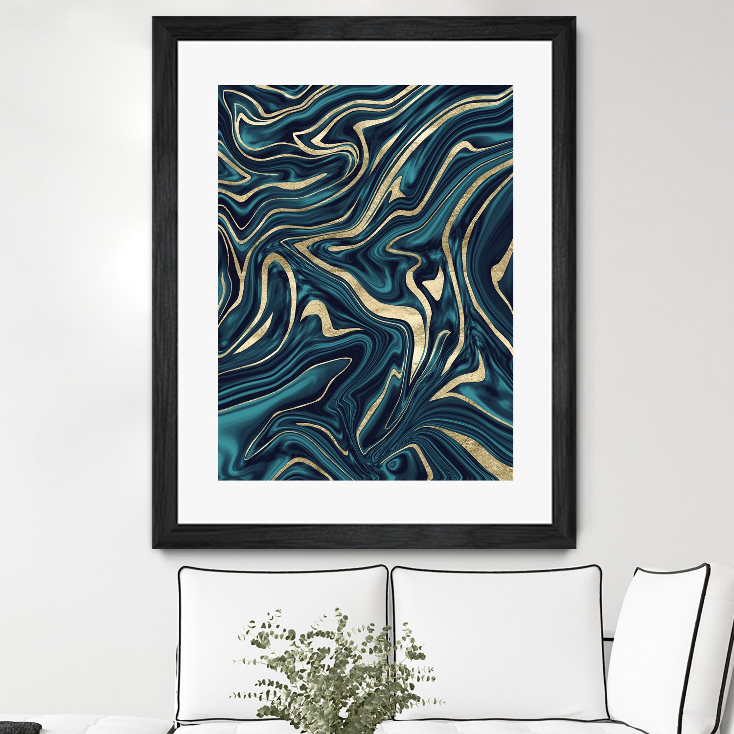 Teal Navy Blue Gold Marble #1 #decor #art by Anita & Bella Jantz on GIANT ART - blue digital painting