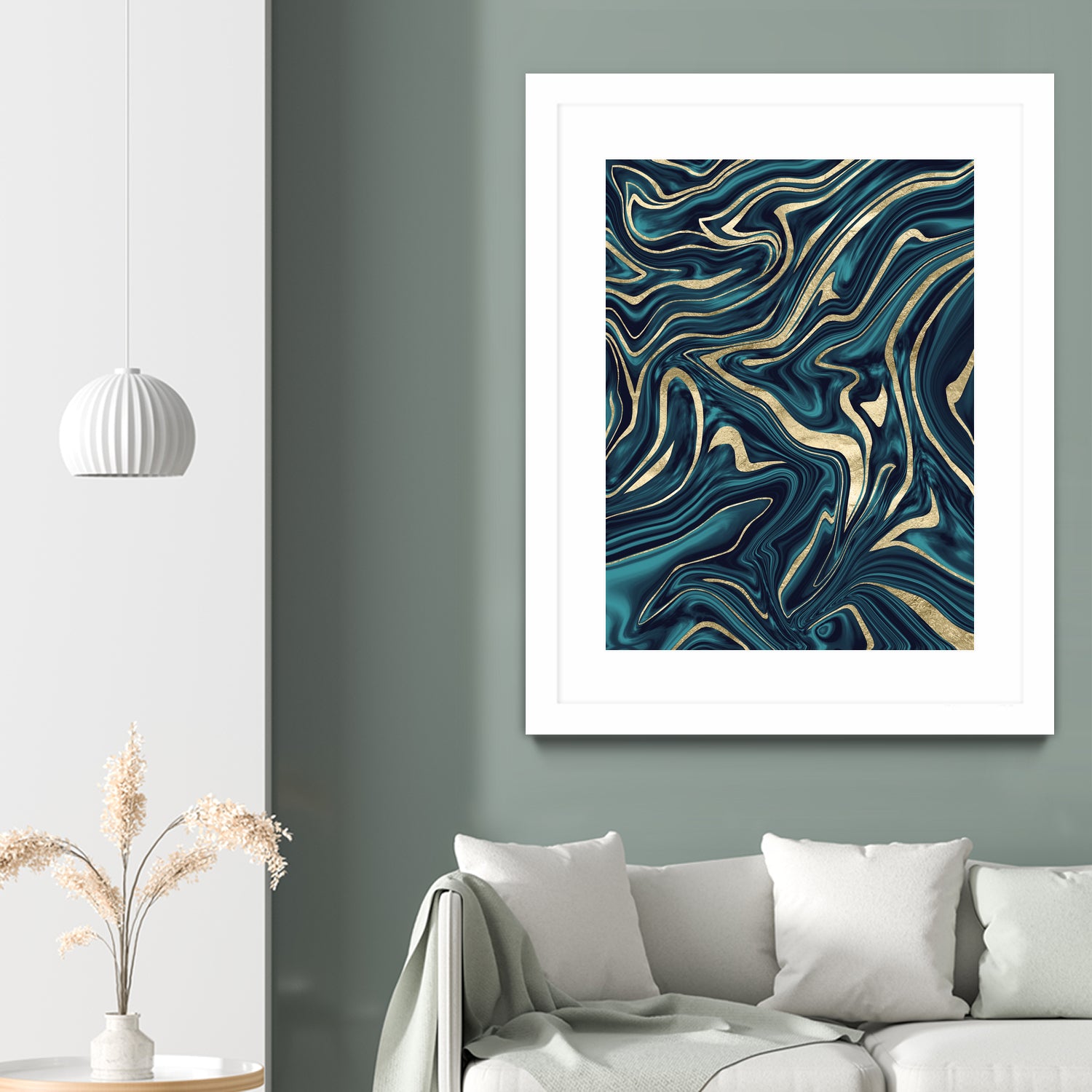 Teal Navy Blue Gold Marble #1 #decor #art by Anita & Bella Jantz on GIANT ART - blue digital painting