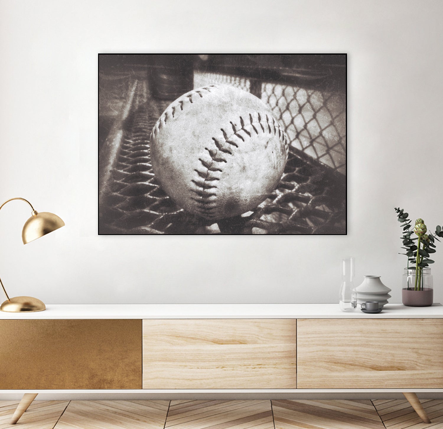 Softball on the Bench in Sepia by Leah McPhail on GIANT ART - brown photo illustration