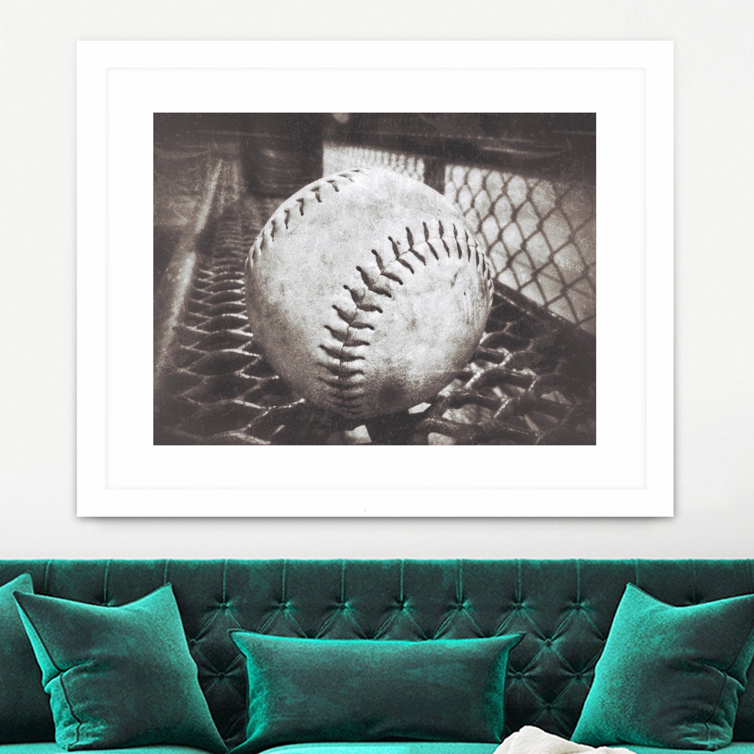 Softball on the Bench in Sepia by Leah McPhail on GIANT ART - brown photo illustration