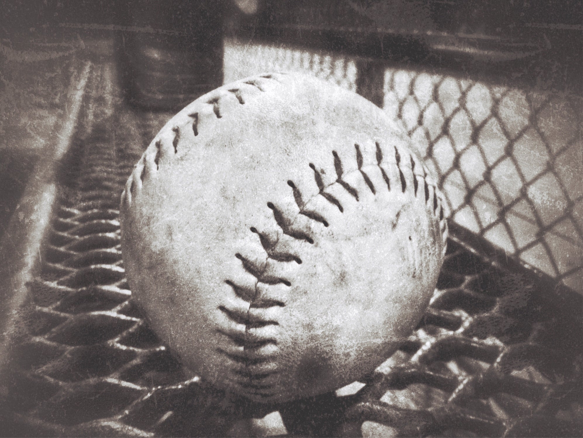 Softball on the Bench in Sepia by Leah McPhail on GIANT ART - brown photo illustration