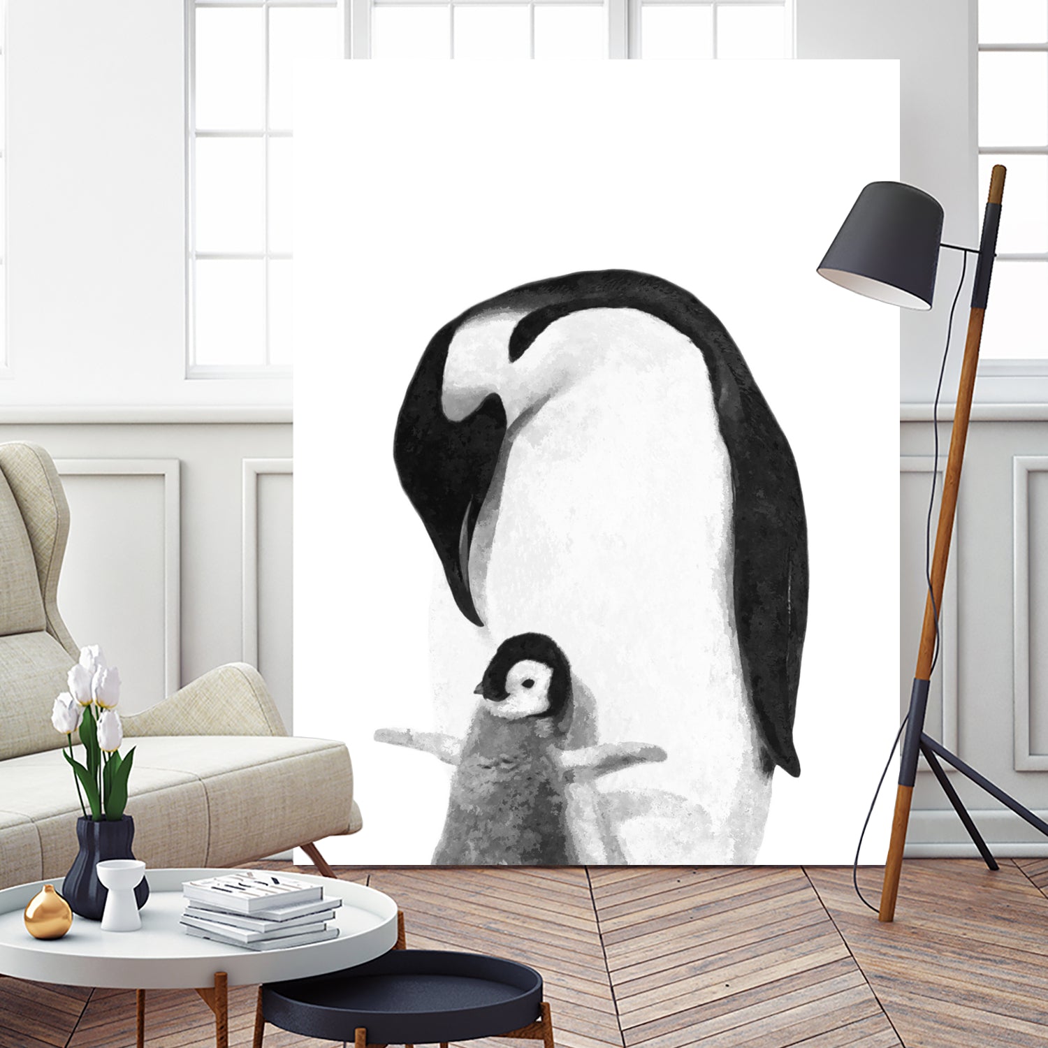 Black and White Penguins by Alessandra Minervini on GIANT ART - black digital painting