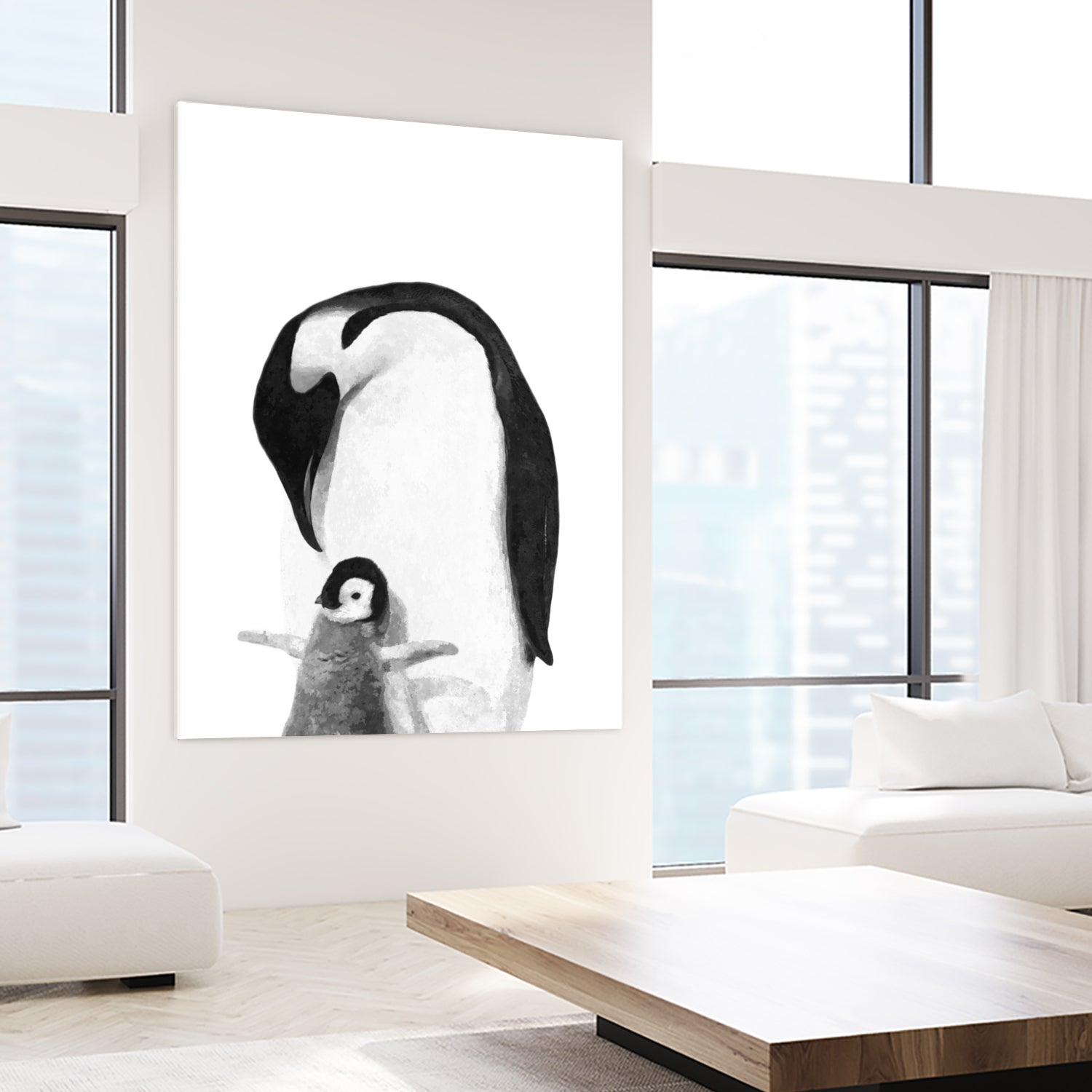 Black and White Penguins by Alessandra Minervini on GIANT ART - black digital painting