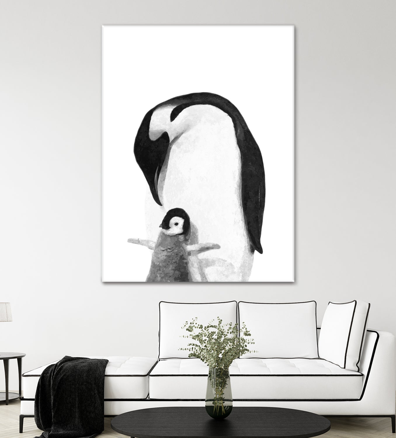 Black and White Penguins by Alessandra Minervini on GIANT ART - black digital painting