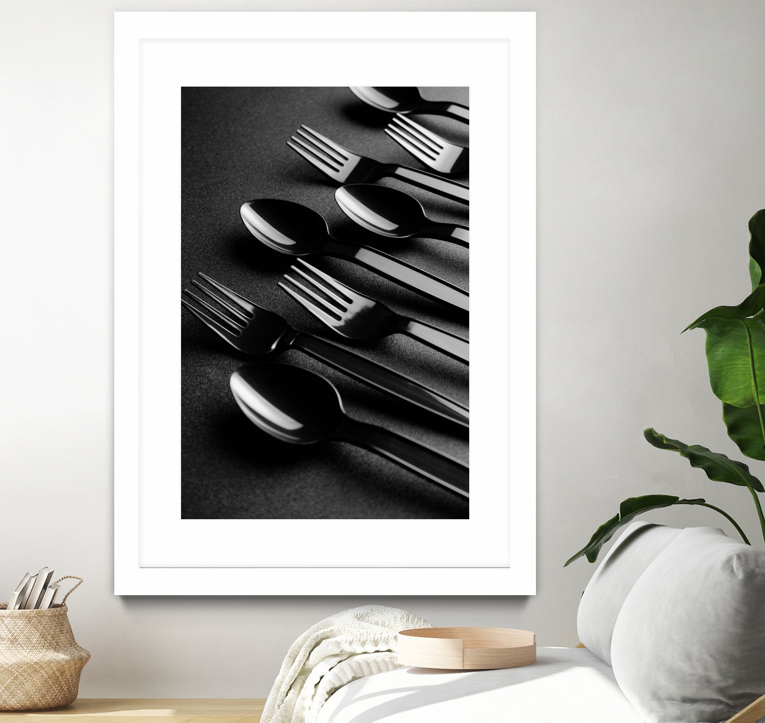 Black plastic cutlery by Studio OMG on GIANT ART - black photo illustration