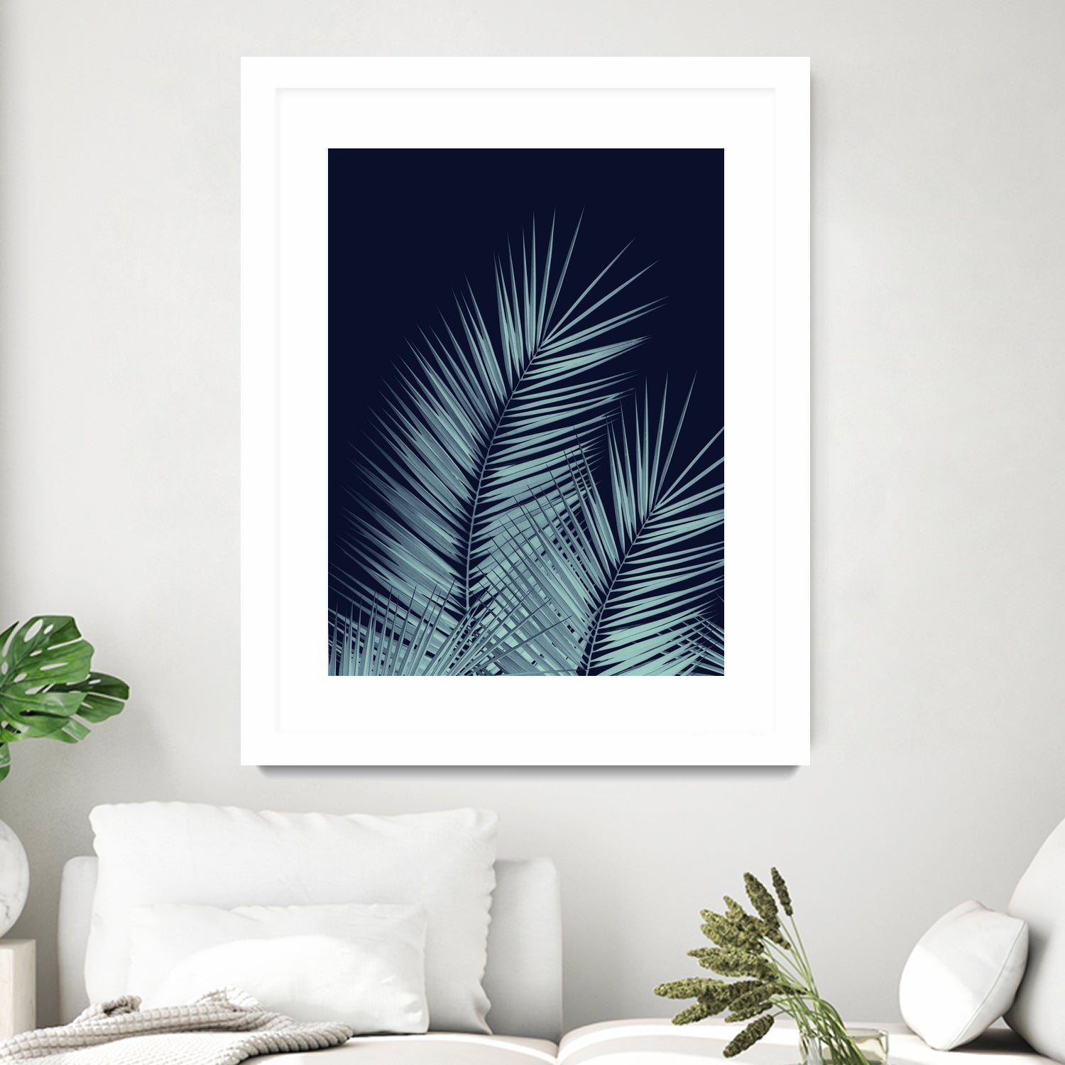 Navy Blue Palm Leaves Dream - Cali Summer Vibes #1 #tropical by Anita & Bella Jantz on GIANT ART - blue photo illustration