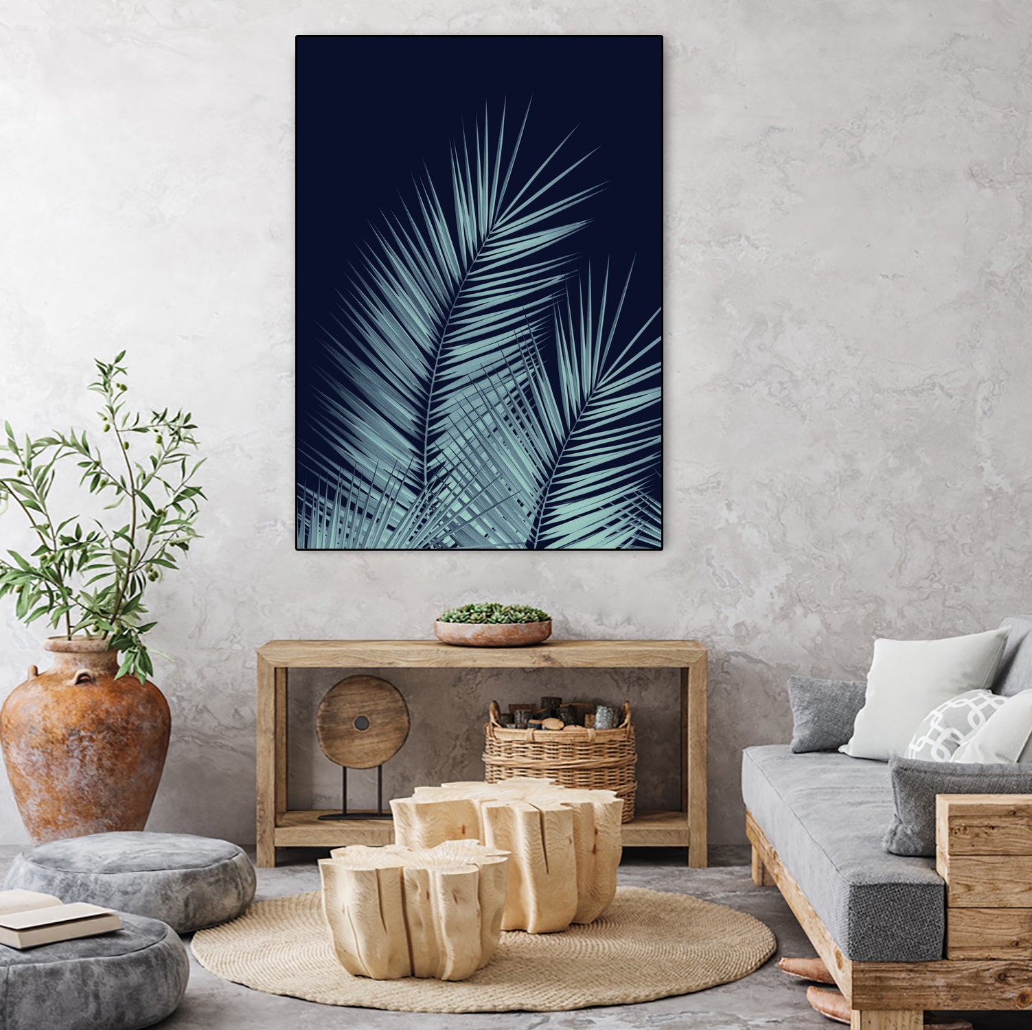 Navy Blue Palm Leaves Dream - Cali Summer Vibes #1 #tropical by Anita & Bella Jantz on GIANT ART - blue photo illustration