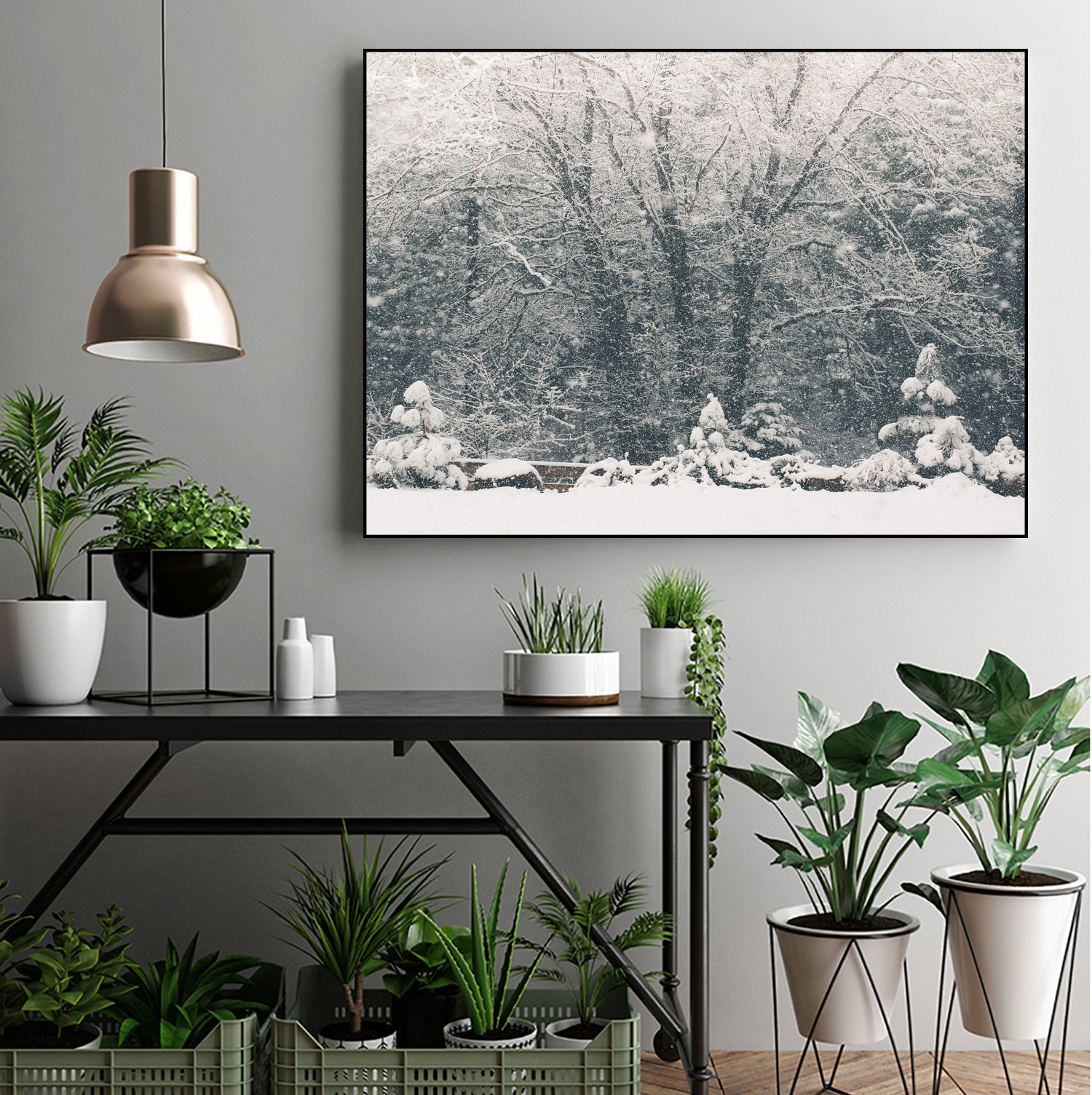 Snowfall in the Forest by Arlene Carley on GIANT ART - green photo manipulation