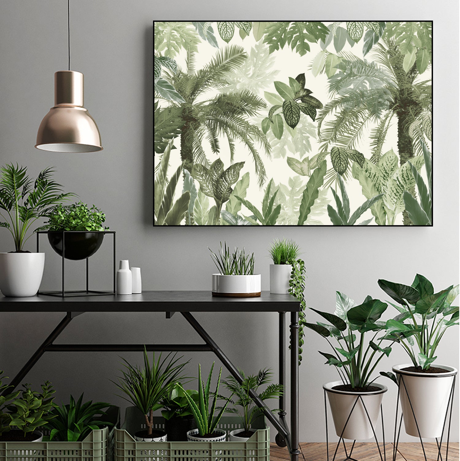 Modern Vintage Tropical Jungle Leaves 1 by Anitas Bellas Art on GIANT ART - coastal