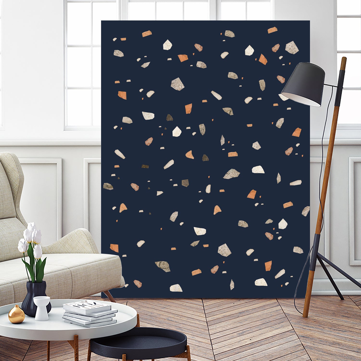 Midnight Navy Terrazzo #1 #decor #art by Anita & Bella Jantz on GIANT ART - blue digital drawing