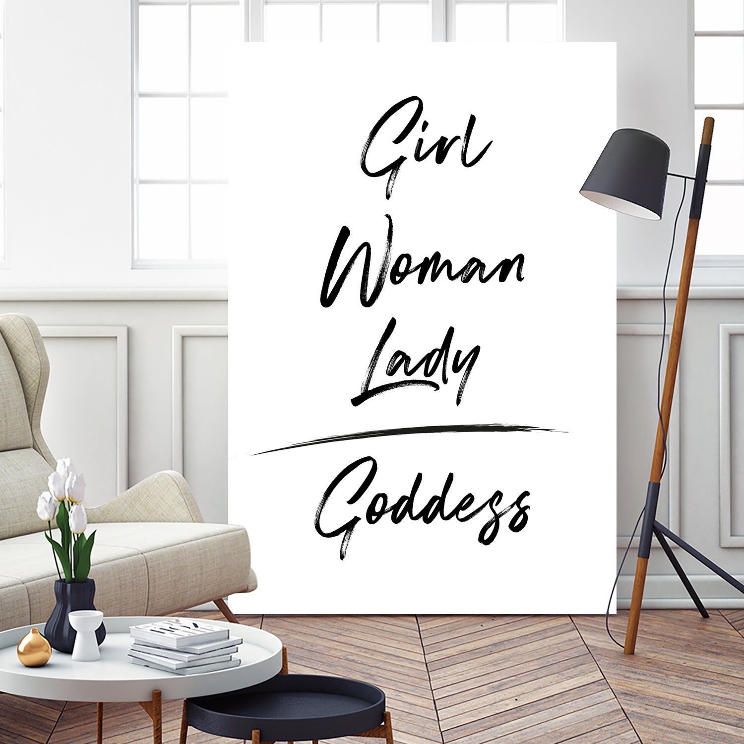 Girl Woman Lady = Goddess | Black and White Edition by Anastasia Sawall on GIANT ART - black typography