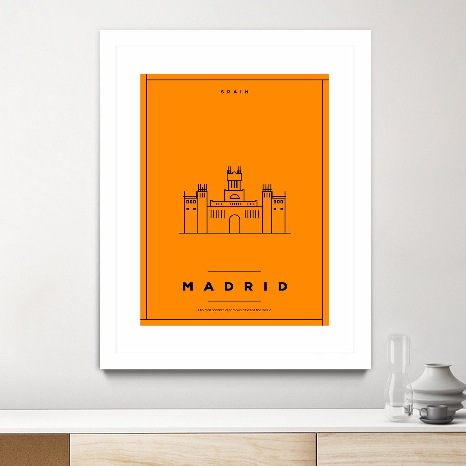 Minimal Madrid City Poster by Kursat Unsal on GIANT ART - red vector illustration