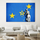 Banksy, Euro stars, edited, cut verion, Banksy poster by ALMA Studio on GIANT ART - blue mixed media