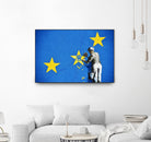 Banksy, Euro stars, edited, cut verion, Banksy poster by ALMA Studio on GIANT ART - blue mixed media