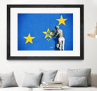 Banksy, Euro stars, edited, cut verion, Banksy poster by ALMA Studio on GIANT ART - blue mixed media