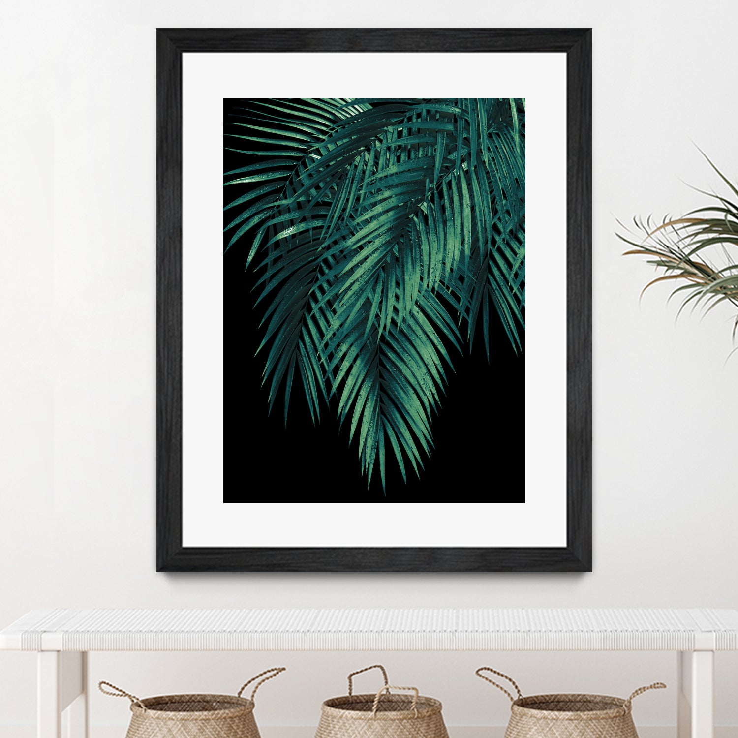 Palm Leaves Green Night Vibes #1 #tropical #decor #art by Anita & Bella Jantz on GIANT ART - green photo illustration