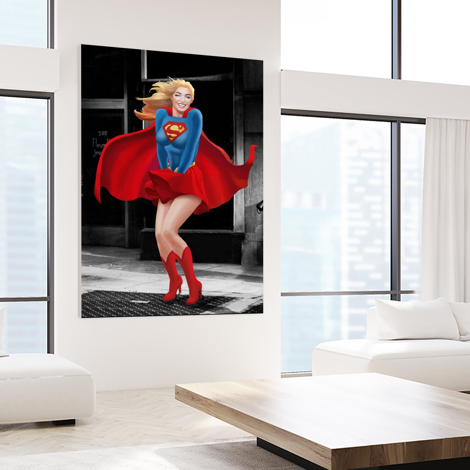 Supergirl a a Marilyn by Dan Avenell on GIANT ART - red digital painting