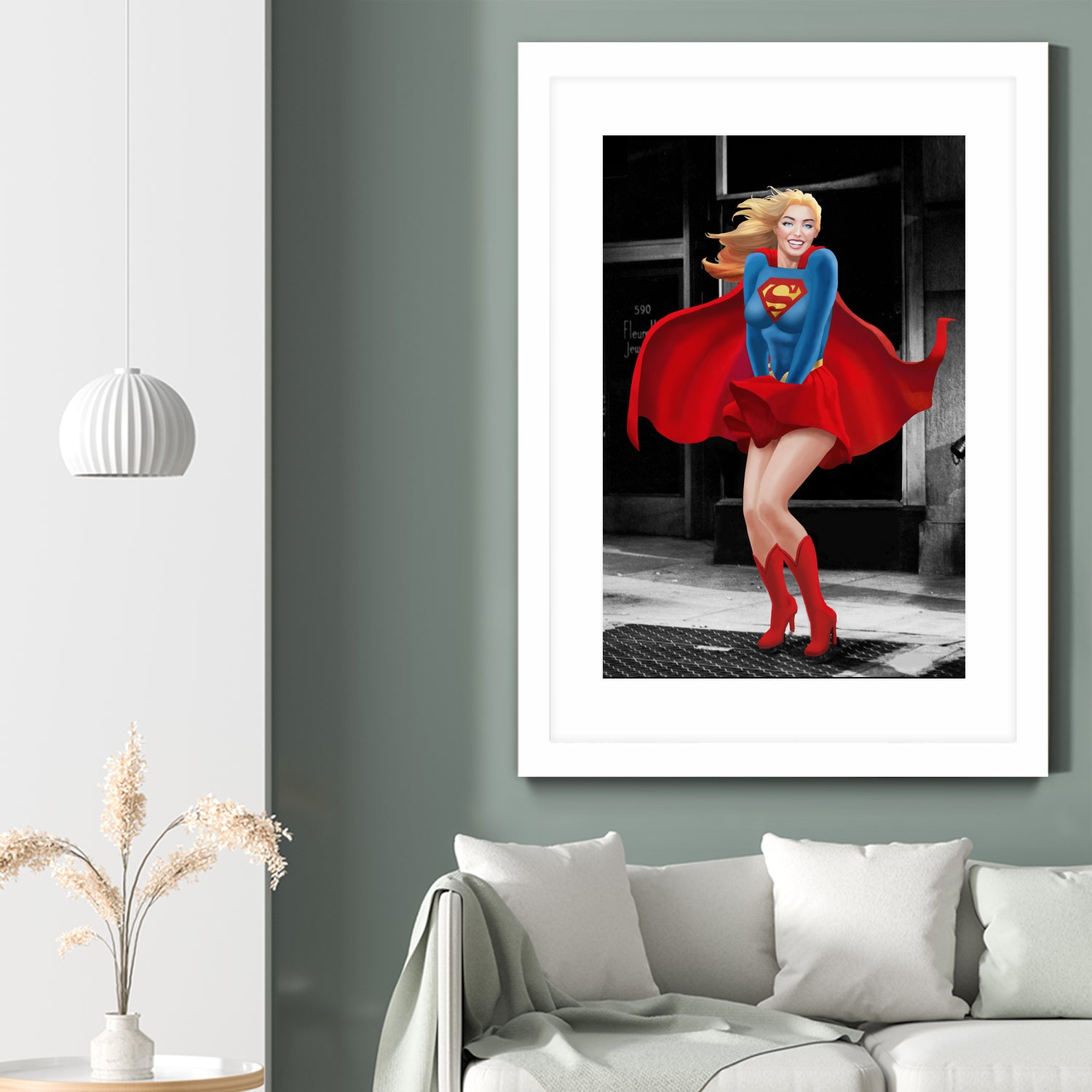 Supergirl a a Marilyn by Dan Avenell on GIANT ART - red digital painting