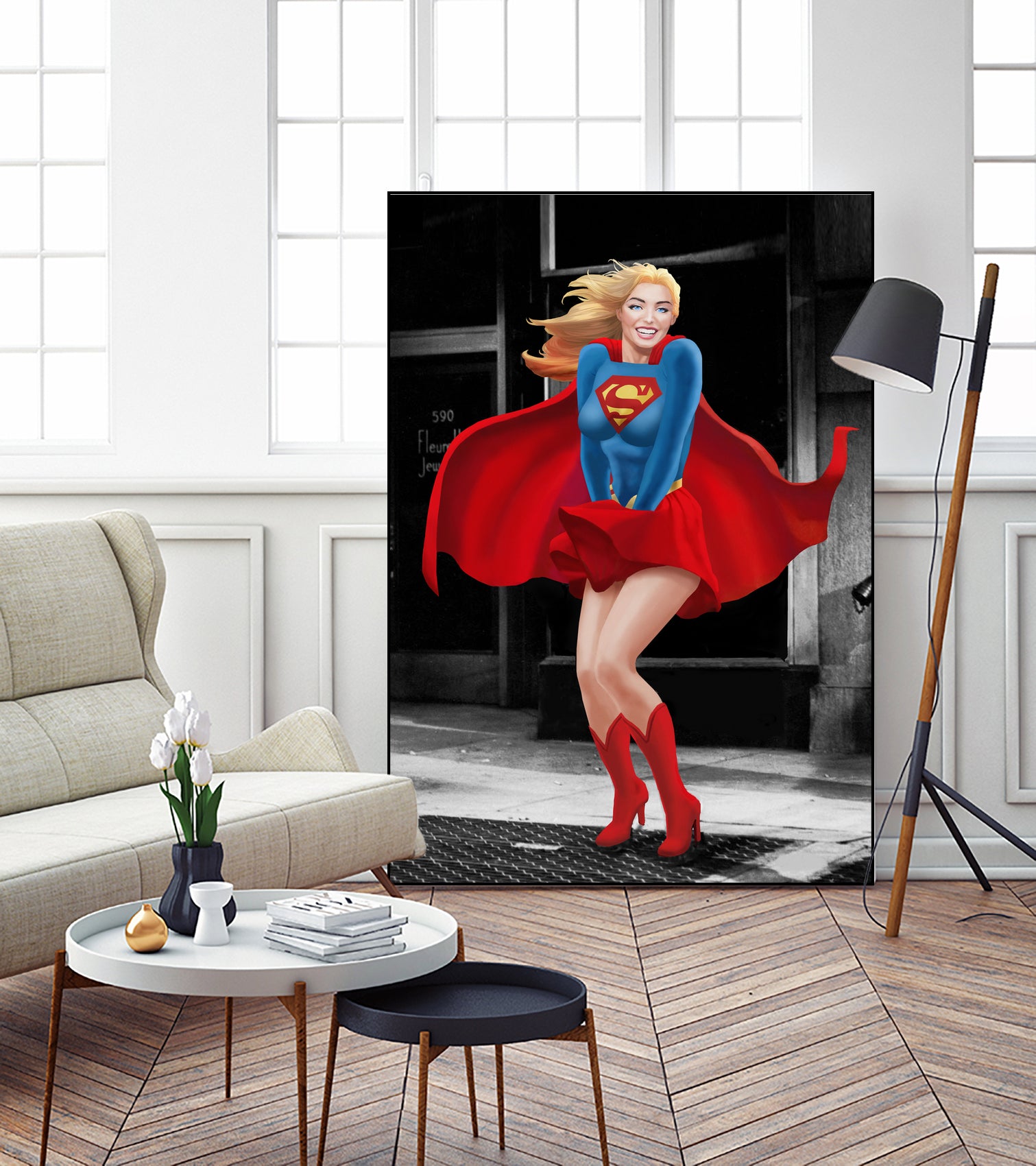 Supergirl a a Marilyn by Dan Avenell on GIANT ART - red digital painting