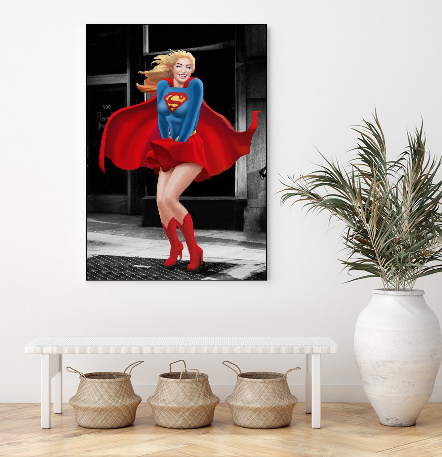 Supergirl a a Marilyn by Dan Avenell on GIANT ART - red digital painting