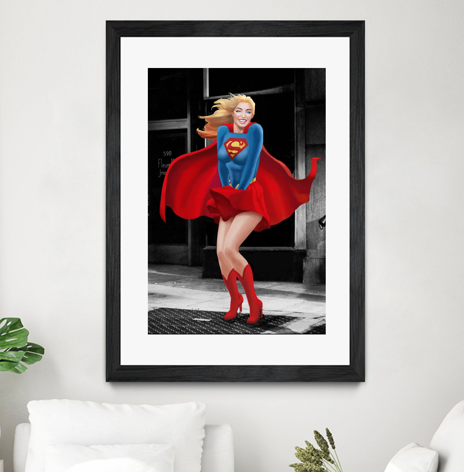 Supergirl a a Marilyn by Dan Avenell on GIANT ART - red digital painting