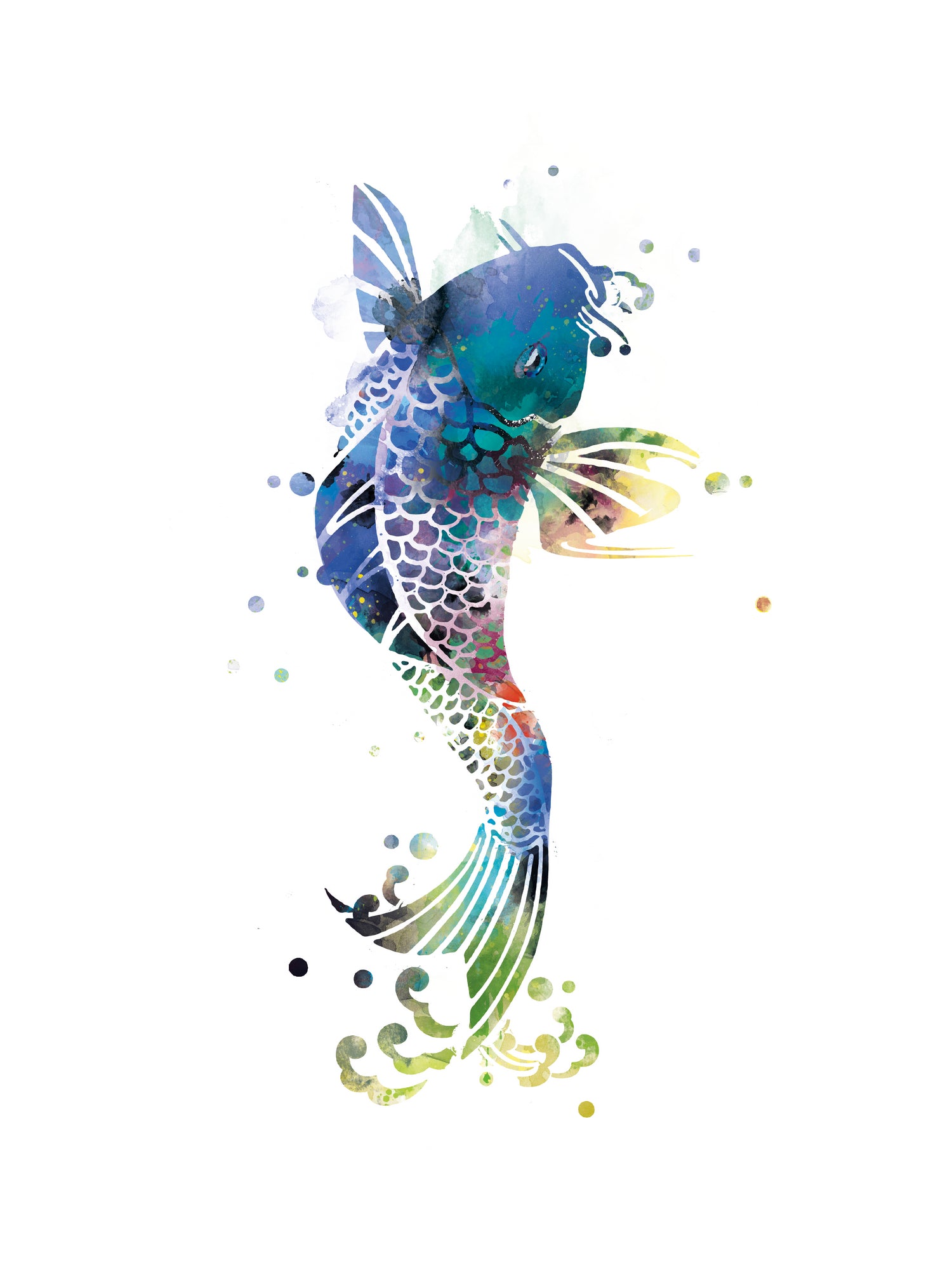 Koi Fish by Monn Print on GIANT ART - white digital painting