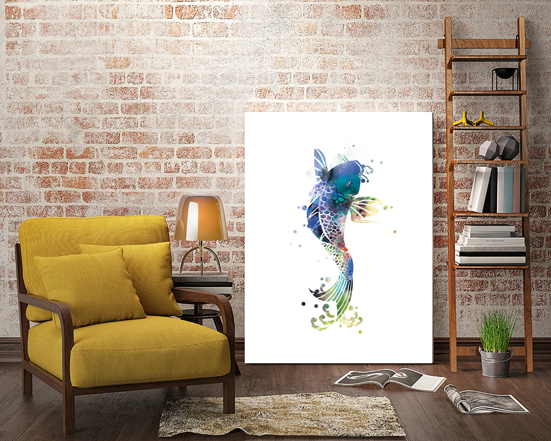 Koi Fish by Monn Print on GIANT ART - white digital painting