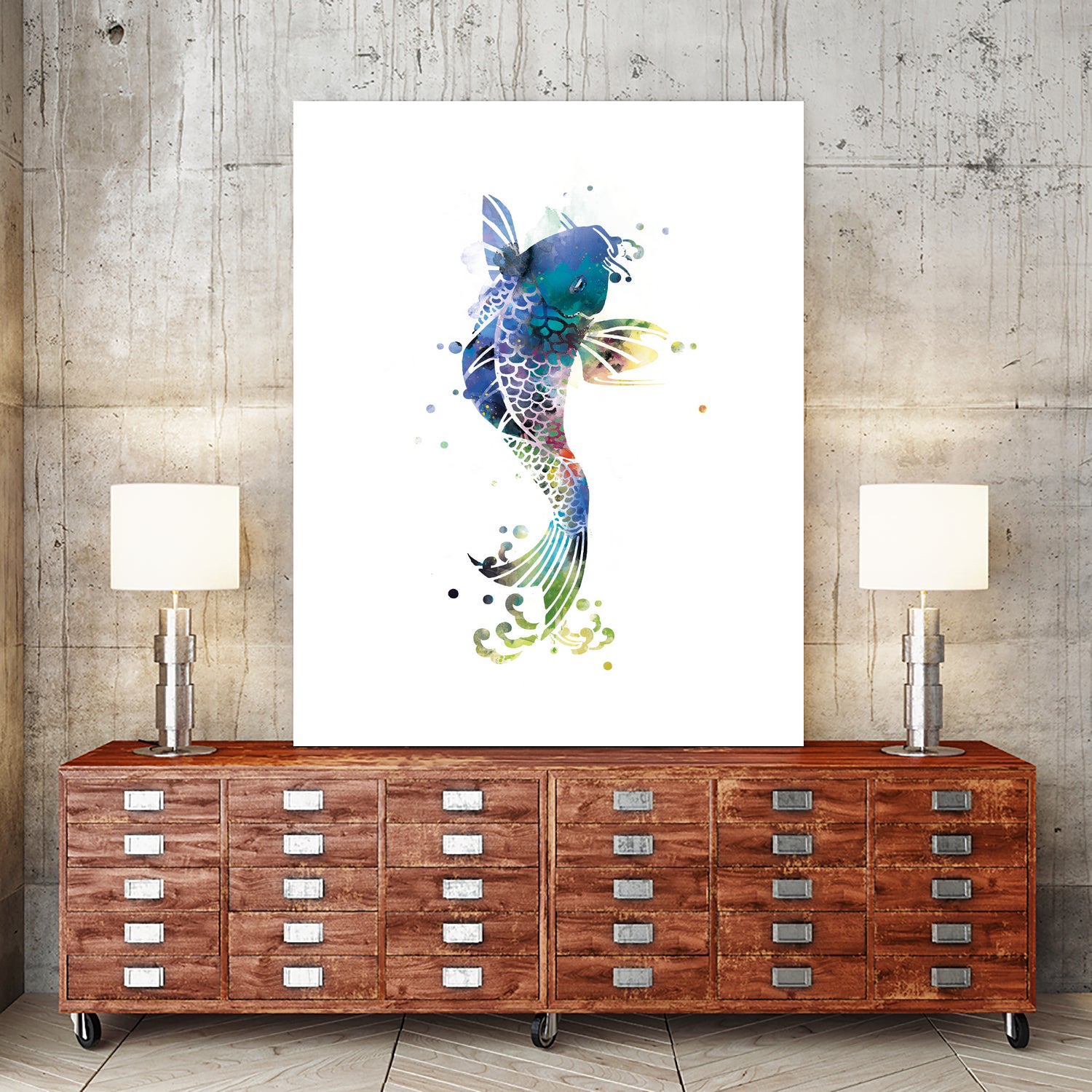 Koi Fish by Monn Print on GIANT ART - white digital painting