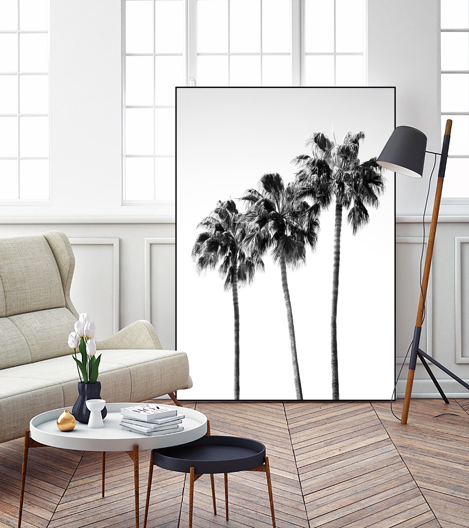 Palm Trees Black White 4 by Anitas Bellas Art on GIANT ART - coastal