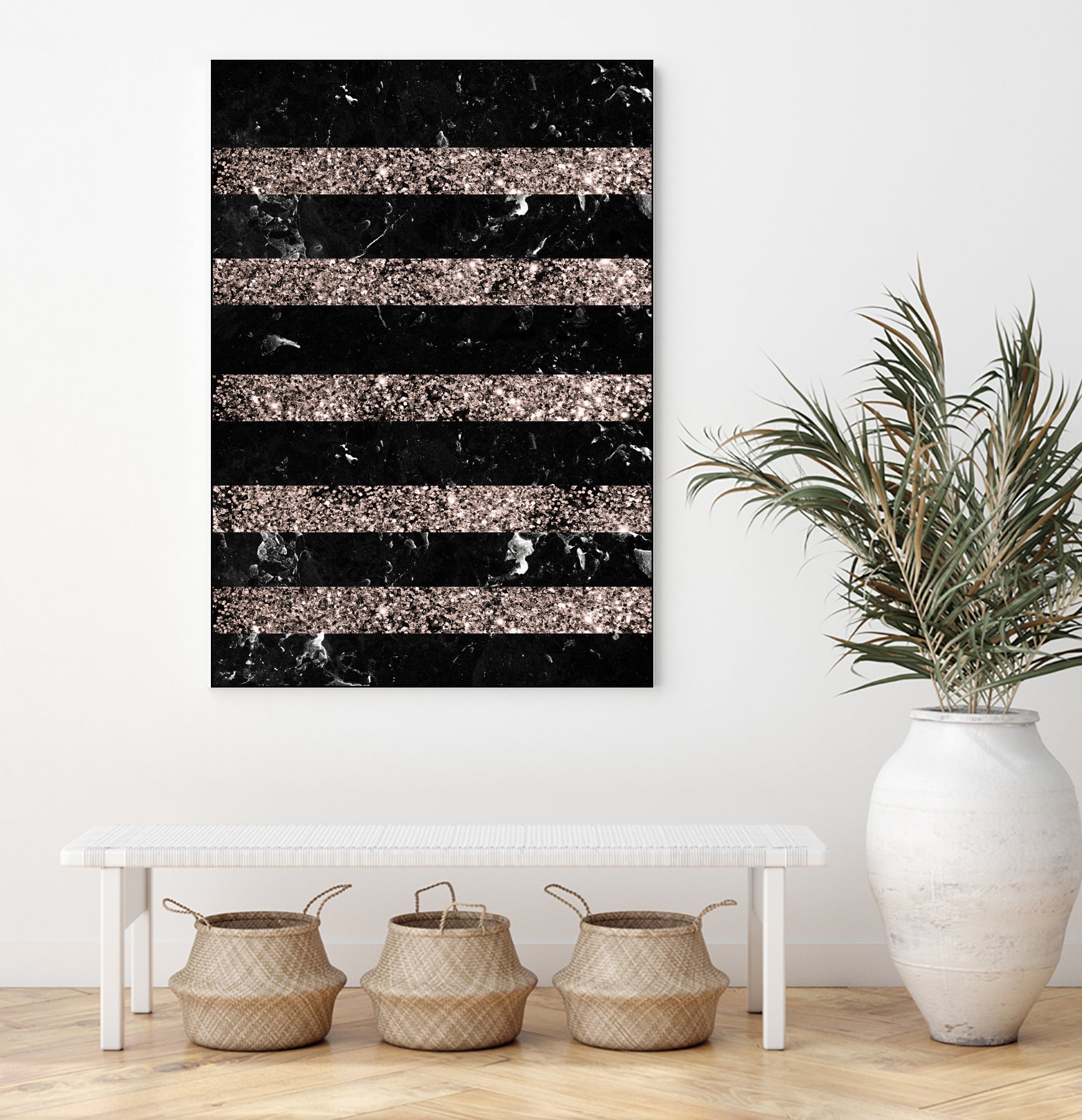 Black Marble Rose Gold Glitter Stripe Glam #1 #minimal by Anita & Bella Jantz on GIANT ART - black vector illustration