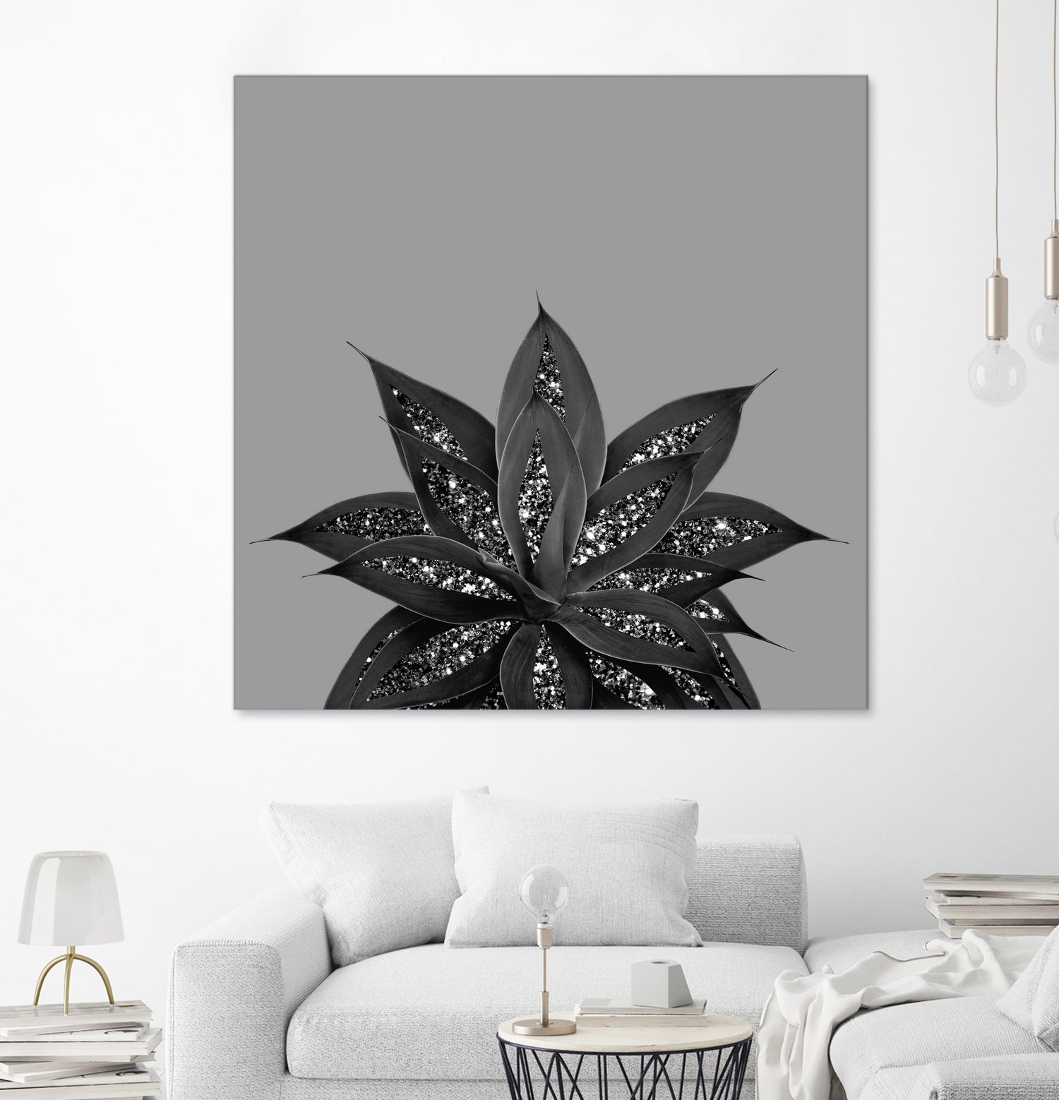 Gray Black Agave with Black Silver Glitter #3 #shiny by Anita & Bella Jantz on GIANT ART - gray photo illustration