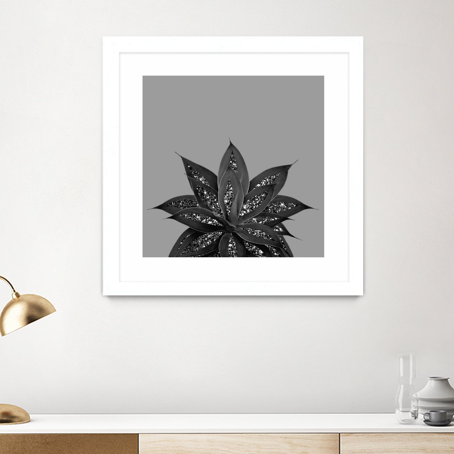 Gray Black Agave with Black Silver Glitter #3 #shiny by Anita & Bella Jantz on GIANT ART - gray photo illustration