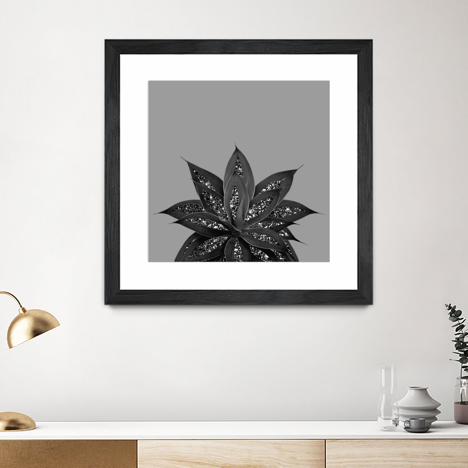 Gray Black Agave with Black Silver Glitter #3 #shiny by Anita & Bella Jantz on GIANT ART - gray photo illustration