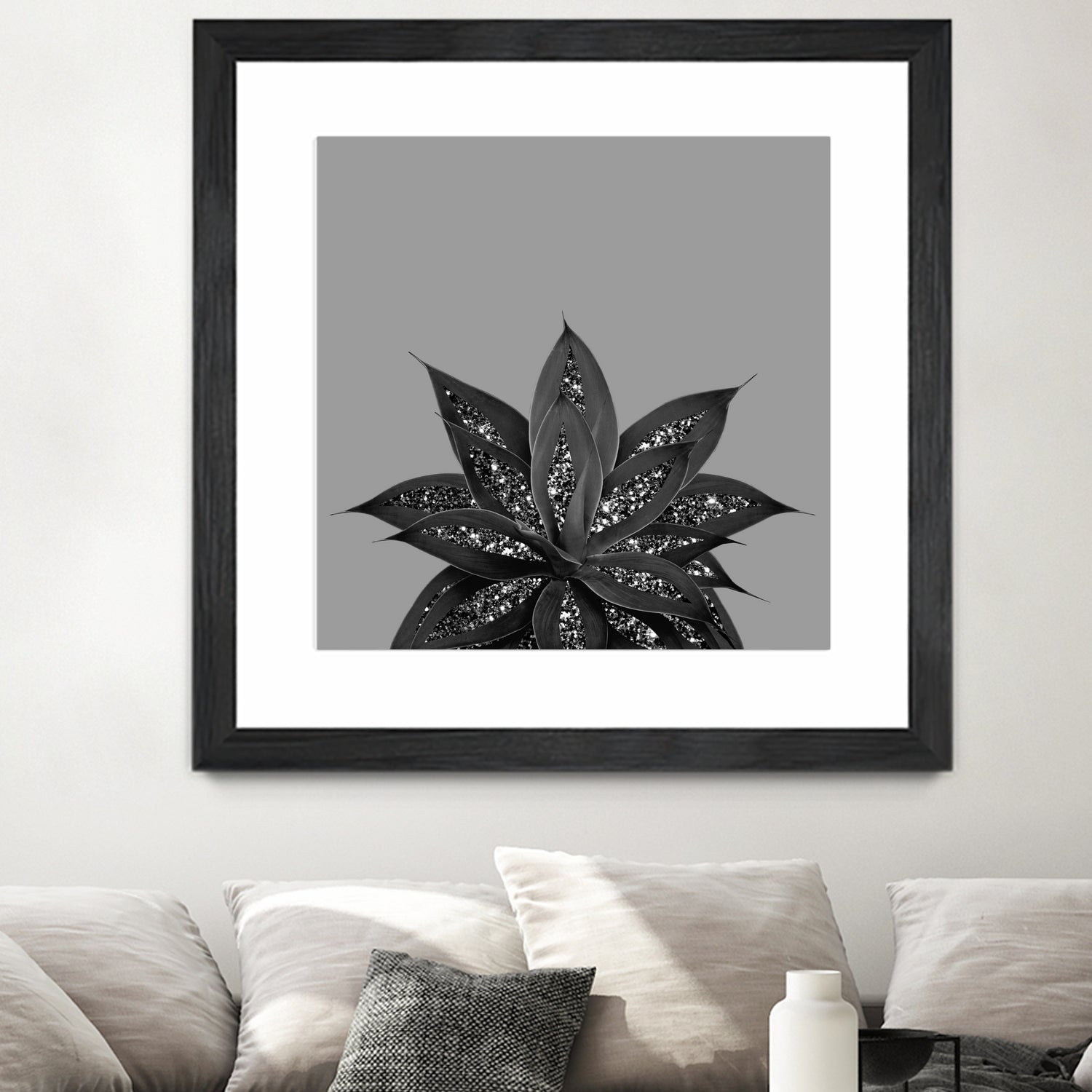 Gray Black Agave with Black Silver Glitter #3 #shiny by Anita & Bella Jantz on GIANT ART - gray photo illustration