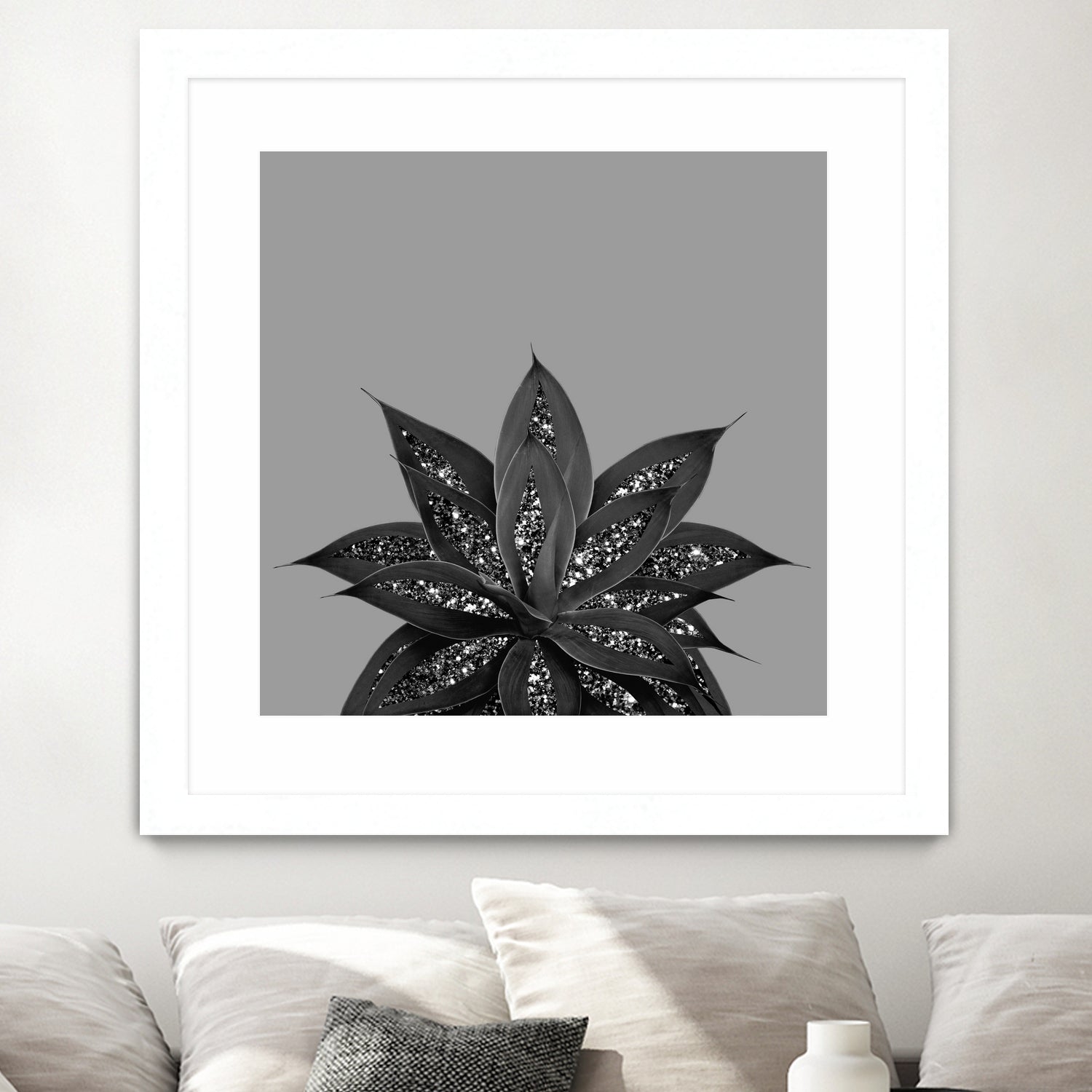 Gray Black Agave with Black Silver Glitter #3 #shiny by Anita & Bella Jantz on GIANT ART - gray photo illustration