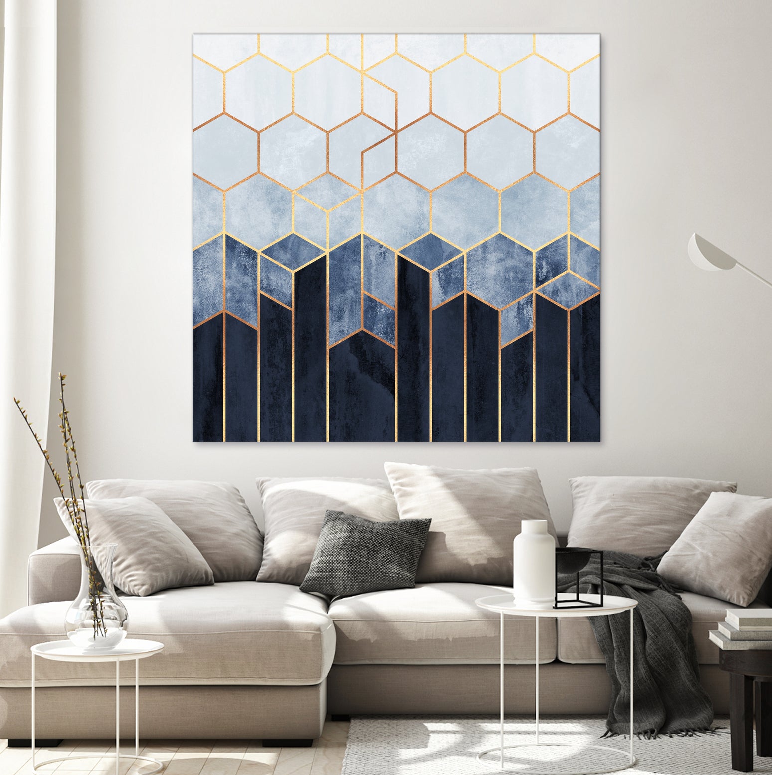 Soft Blue Hexagons by Elisabeth Fredriksson on GIANT ART - blue digital drawing