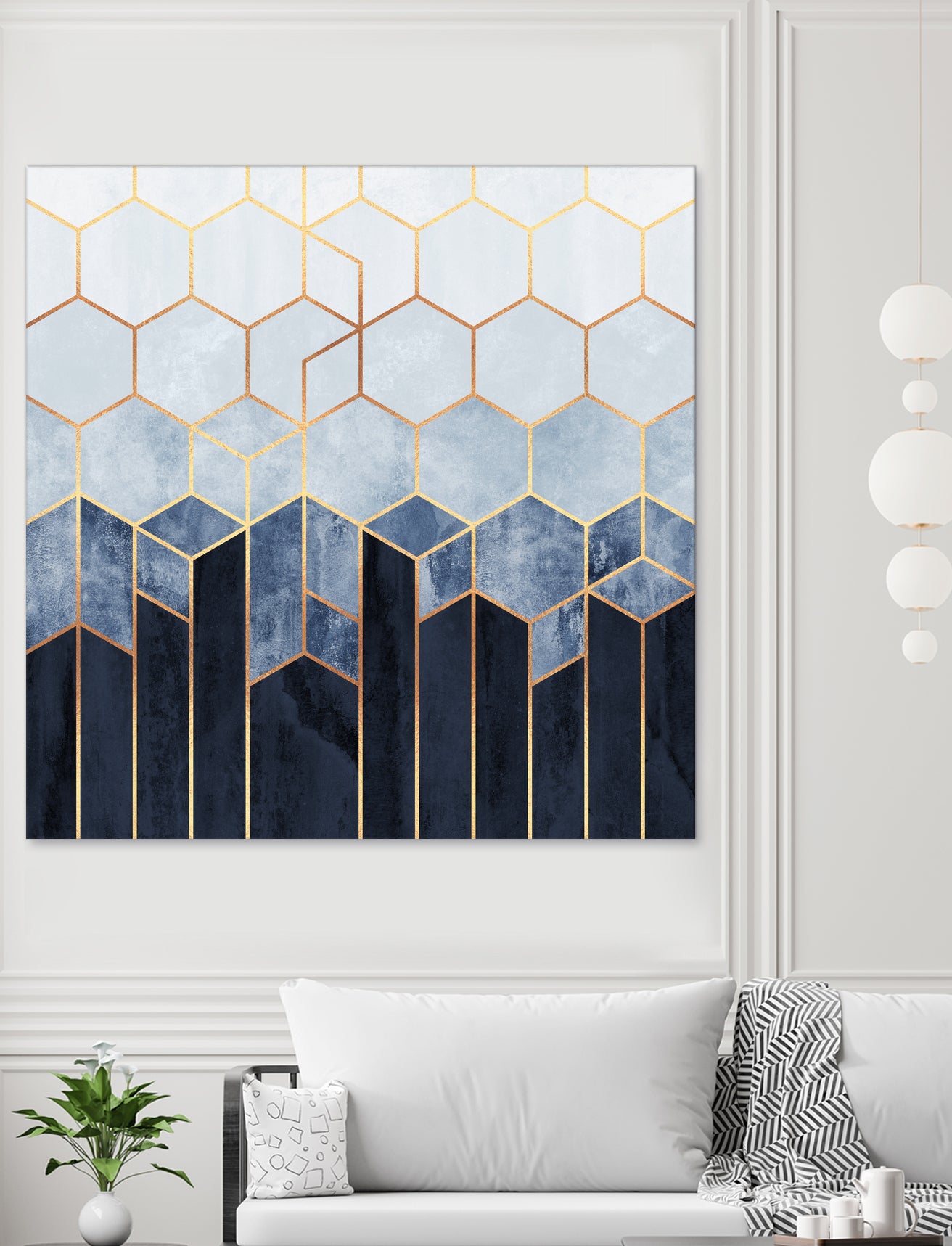 Soft Blue Hexagons by Elisabeth Fredriksson on GIANT ART - blue digital drawing