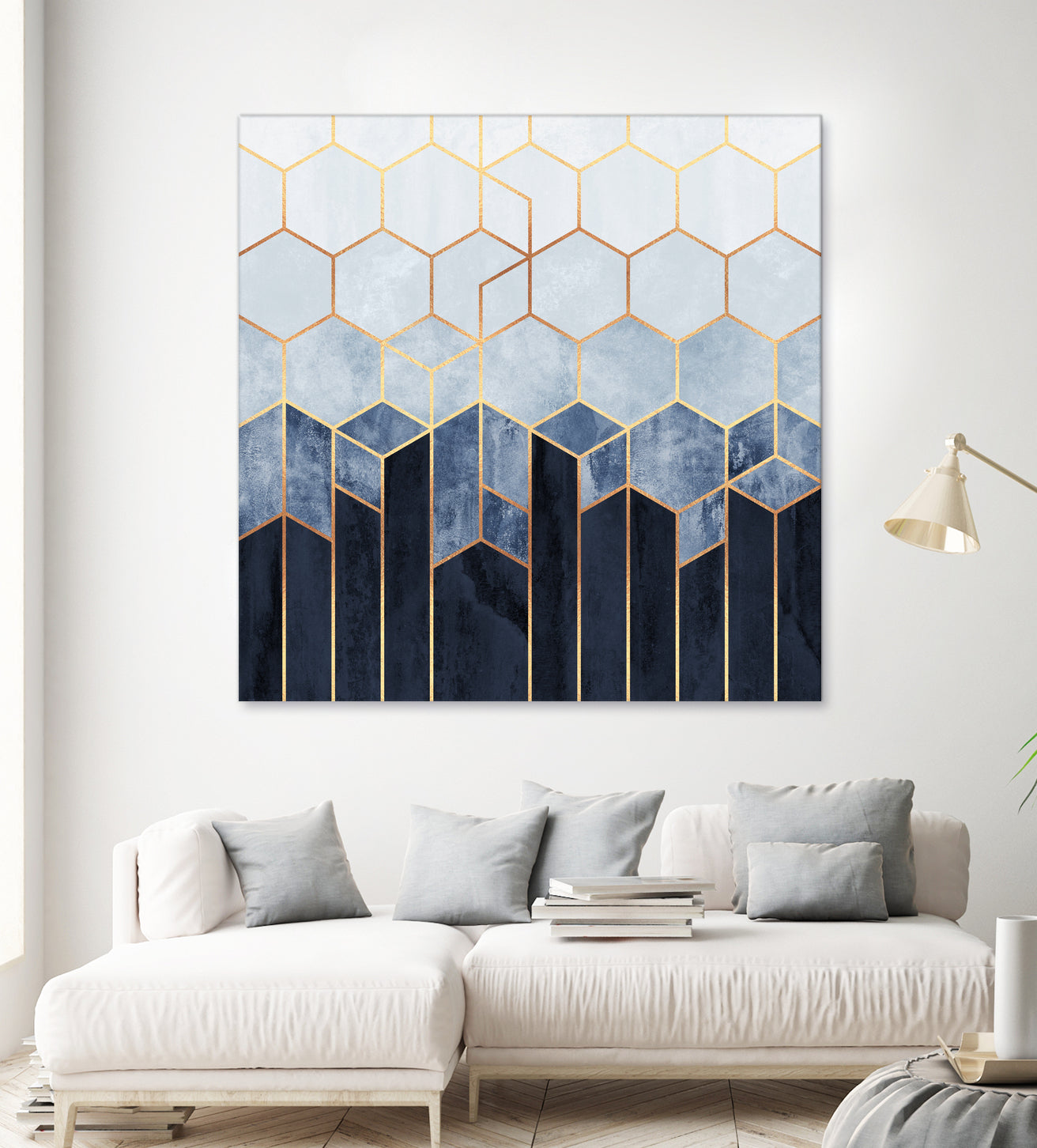 Soft Blue Hexagons by Elisabeth Fredriksson on GIANT ART - blue digital drawing